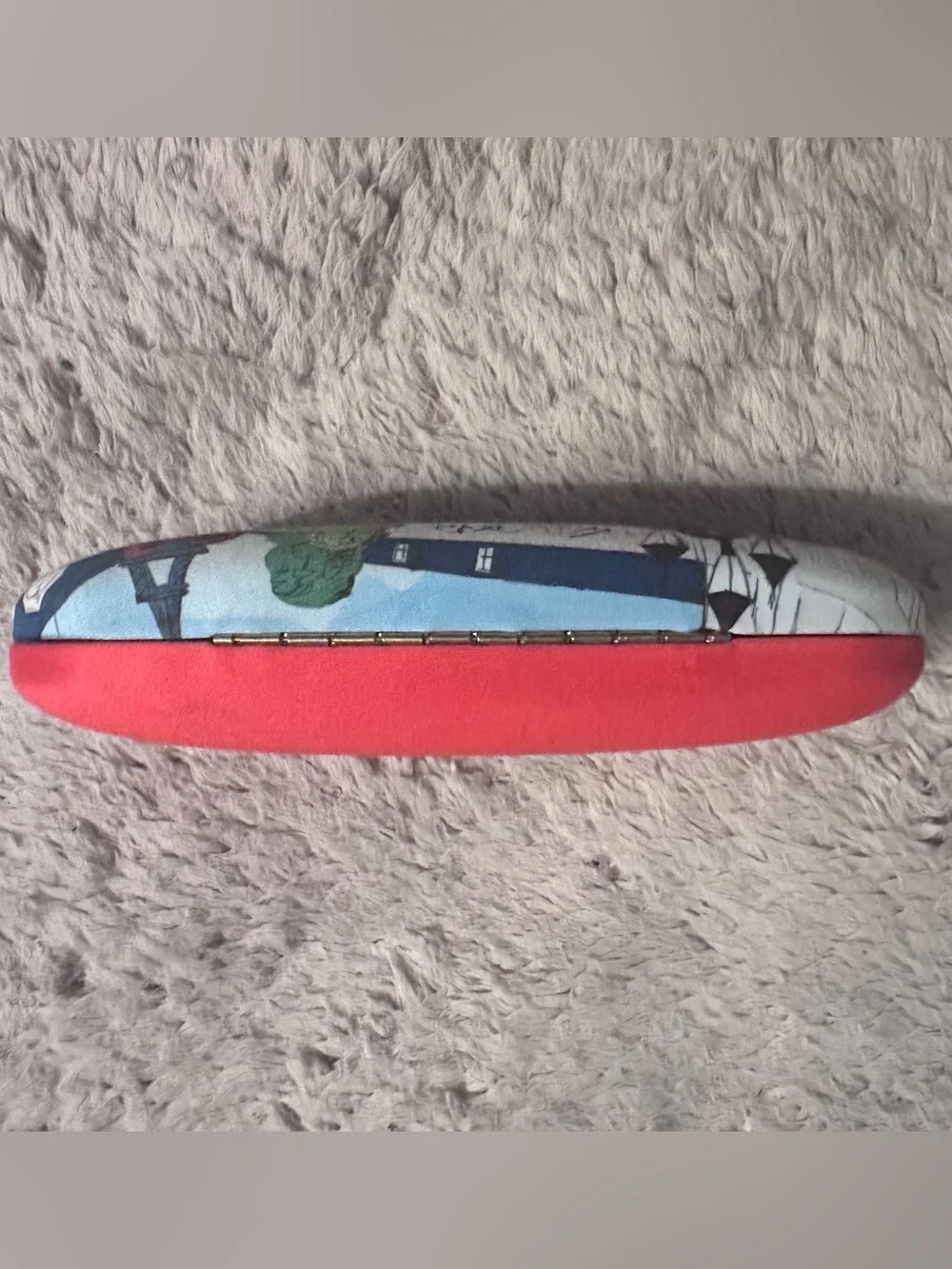 Francis Klein Paris Hard Eyeglass Case Retro Pinup Rockabilly Women Red